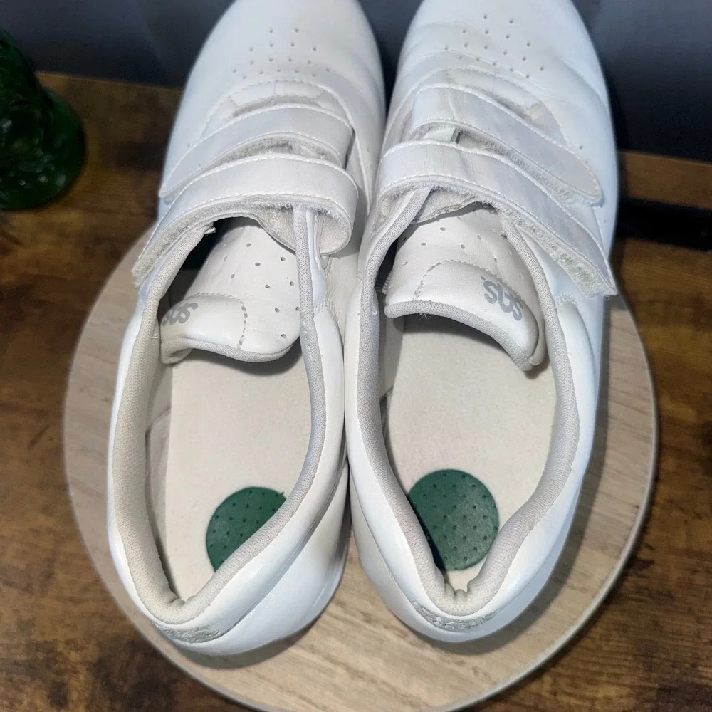 SAS Me Too Walking Shoes Womens 8 M White Comfort Hook Loop Leather Orthopedic
